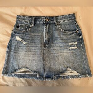 KanCan Distressed Light Blue Denim Mini Skirt - M